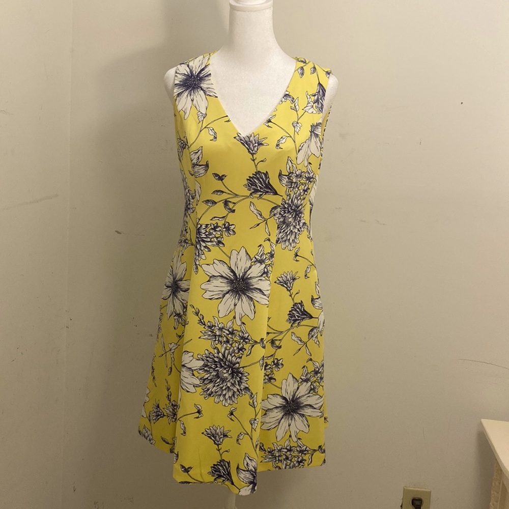 JESSICA HOWARD |  Yellow Floral A-Line Scuba Dress